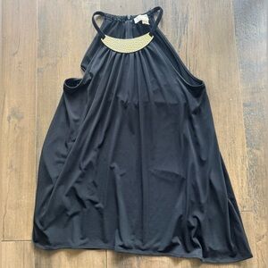 Michael Kors Black Halter Top with Gold Accent